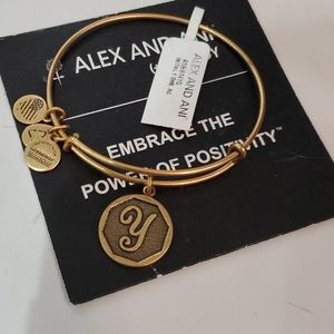 Alex and Ani Initial Letter Y Goldtone Bracelet